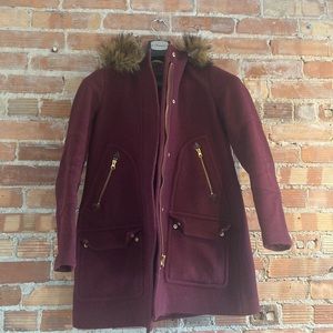 JCrew Chateau parka in Italian stadium-cloth wool size 2 in deep red